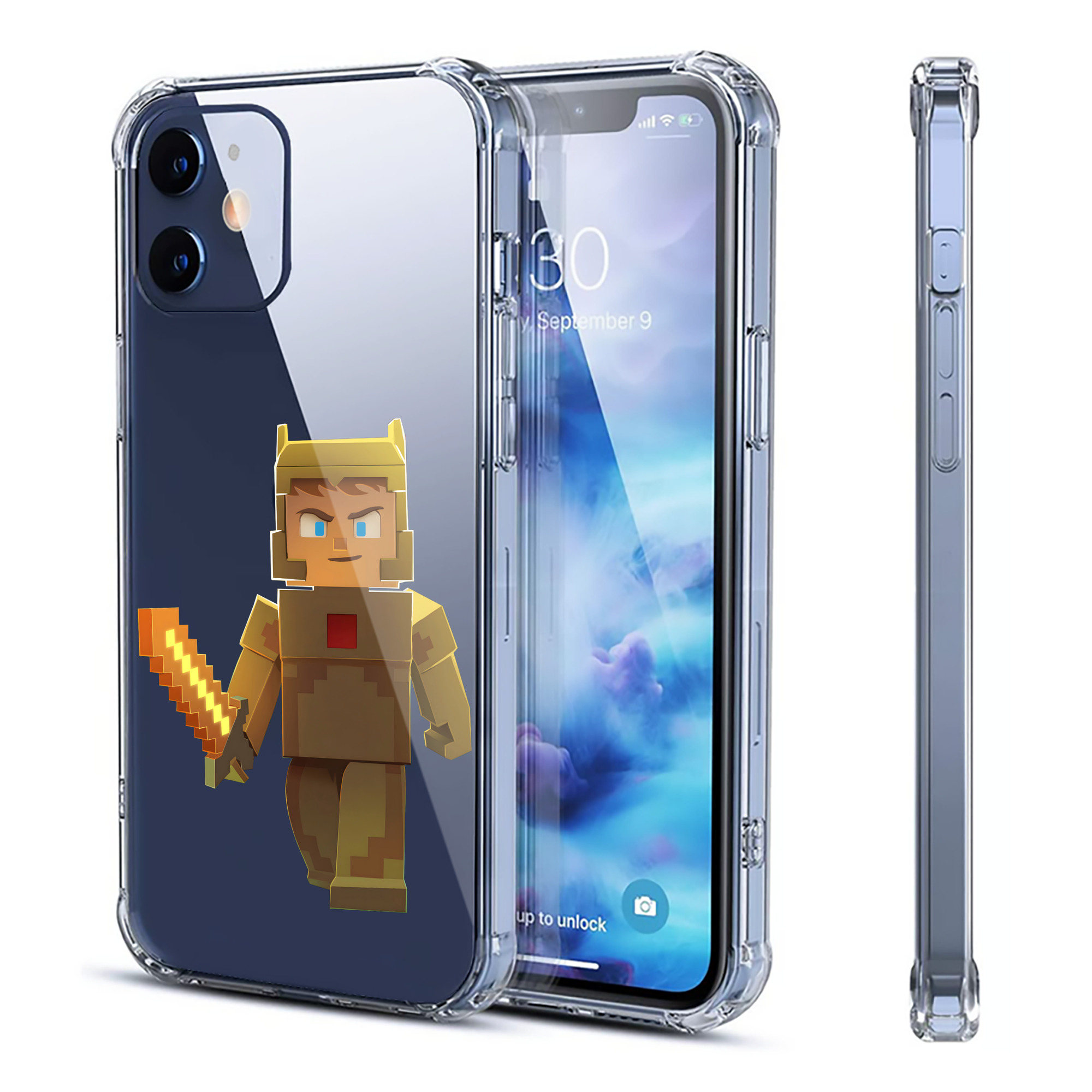 （画像用） マインクラフト ブロックの世界 Minecraft MC Block world 【iPhone 12シリーズ対応】透明スマホケース（クリアソフトケース）